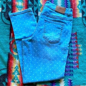 Y2K Isaac Mizrahi Light Wash polka dot Denim jeans! Size 6p. Excellent!